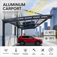 Abri de voiture en polycarbonate et alliage d'aluminium pour villa, hôtel, parking extérieur, abri pour véhicules