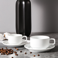 Ensemble de tasses en porcelaine blanche pour restaurant, 250 ml, 230 ml, café, thé, soucoupe, design classique européen moderne, respectueux de l'environnement