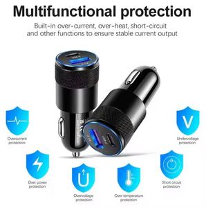 ที่ชาร์จโทรศัพท์มือถือในรถยนต์แบบเร็วพิเศษ USB PD 3.1A อลูมิเนียม แบบกำหนดเอง รองรับ QC2.0 Type C พร้อมไฟ LED - Product Image 2