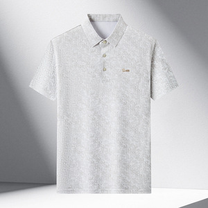 Camiseta de manga corta gris para hombre, de algodón tejido transpirable, diseño de logo frontal informal, 220g, con detección de aguja, marca personalizada - Product Image 2