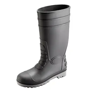 Botas de lluvia de PVC con puntera de acero impermeable de color gris, botas de goma, Botas de lluvia Eva para el trabajo