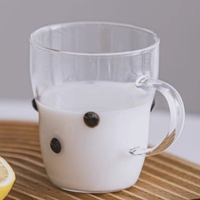 Vente en gros de tasses à café au lait transparentes en verre borosilicate de haute qualité avec poignée, personnalisables avec des points de couleur