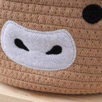 Panier de rangement en corde de coton écologique et durable, gain de place, avec poignée, motif veau, en tissu mignon, pour bureau, jouets, entrée, articles divers