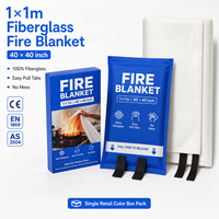 Couverture anti-feu en fibre de verre 40*40 pouces certifiée CE, emballage individuel en boîte couleur pour programme de sécurité des chaînes de magasins