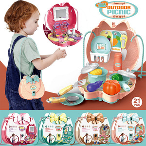 Simulation de cuisine <span class=keywords><strong>vaisselle</strong></span> maquillage bijoux dessert équipement médical jouer maison sac à bandoulière diagonale jouets - Product Image 3