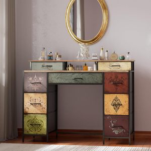 <span class=keywords><strong>Commode</strong></span> pour chambre à coucher avec <span class=keywords><strong>9</strong></span> <span class=keywords><strong>tiroirs</strong></span> et 2 étagères ouvertes, armoire de rangement en tissu, <span class=keywords><strong>commode</strong></span> longue pour placard - Product Image 1