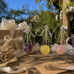 Metal <b>Crystal</b> Ball <b>Stand</b> Hanging Sphere Holder for Healing <b>Crystal</b> Glass Ball Display Rack Moon Shape Decorative Base for Medita - Product Image 5