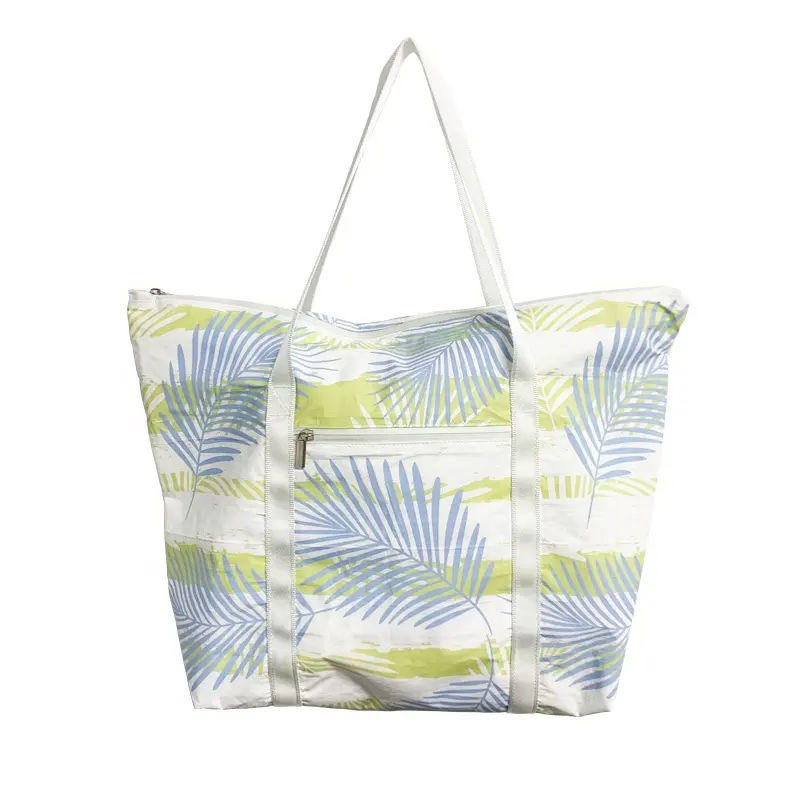 Sıcak satış büyük çevre dostu baskılı yıkanabilir fermuar alışveriş çantaları kadın moda plaj Dupont Tyvek Tote çanta
