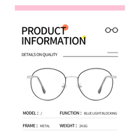 Gafas de Moda para Mujer con Montura Sólida, Diseño Ligero de Metal Duradero, Lentes con Bloqueo de Luz Azul para Uso Diario, para Todo Tipo de Rostro