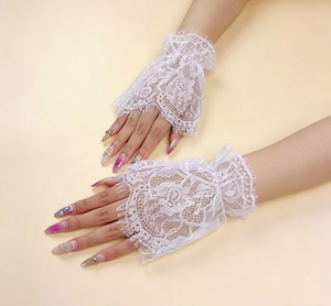 Gants sans doigts en dentelle, manchettes élastiques en maille, manches détachables en faux cils pour filles, accessoires de robe de soirée de mariage - Product Image 3