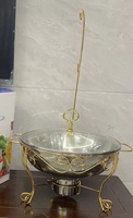 Buffet Chafing Dish Equipment Restaurant Isolierte Servier schale Edelstahl Gold Runde Chafing Dish Set mit Glas deckel