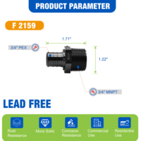 Adaptateur KING SMART 3/4 F2159/PEX B MNPT sans plomb, certifié NSF UPC, raccord de tuyauterie en PPSU à surface lisse (Livraison gratuite aux États-Unis et au Canada)