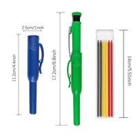 Lot de 4 crayons automatiques de menuiserie 2,8 mm avec taille-crayon, mine 2B, pour marquage de trous profonds, outil de dessin, corps en plastique, capuchon de crayon