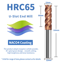 HANDERK 4 flauta HRC65 Fresa plana Broca de enrutador de vástago recto Juego de fresas en forma de U para herramienta CNC