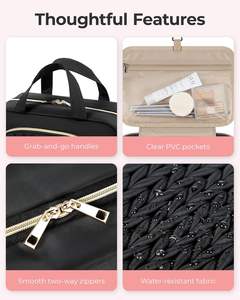 Haute qualité femmes grande mode lettre fermeture éclair cosmétique suspendu pour trousse de maquillage pour salle de bain épaissi Polyester voyage - Product Image 5