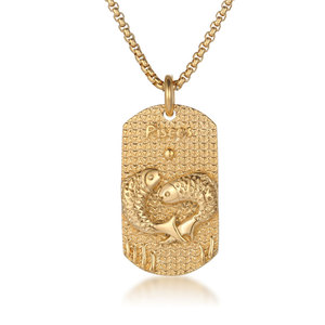 Collar de Piscis con colgante de acero inoxidable para hombre, amuleto del zodiaco SP861 - Product Image 5