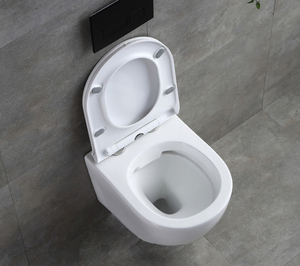 Inodoro de pared sin montura de una pieza de estilo moderno, tanque oculto de doble descarga, drenaje de trampa P montado en la pared, baño de diseño de cerámica - Product Image 3