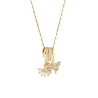 Collier de luxe en cuivre émaillé avec micro-incrustations de diamants et chaînes en bambou pour femme – Idéal comme cadeau