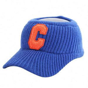 Gorro cálido barato, visera deportiva de invierno, visera de invierno con letras C, visera tejida para deportes al aire libre para mujer - Product Image 5