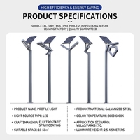 Lampadaire solaire LED étanche IP66 en aluminium moderne avec poteau pour villa
