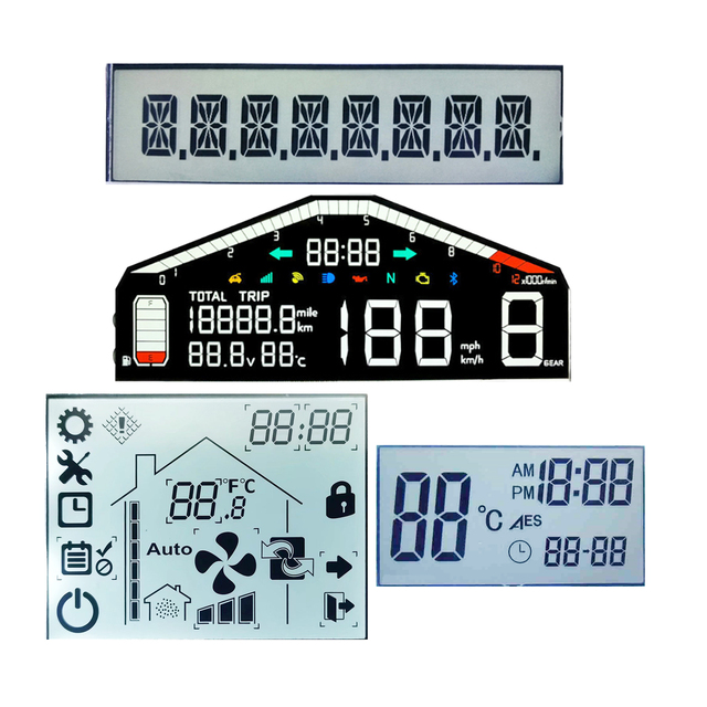 Customer Customized Segment Code HD Fast Response Monochrome LCD Display Screen VA 800x480 Resolution 1000 Brightness LED