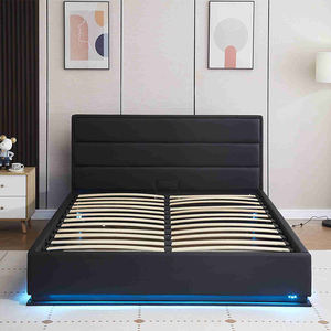 <b>Bed</b> King Queen Size Upholstered <b>Bunk</b> <b>Bed</b> Frame Bedroom Furniture Set With Storage LED Lights - Product Image 6