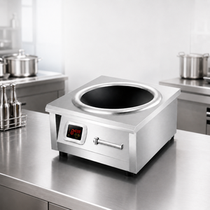 Table de cuisson à induction concave professionnelle en acier inoxydable à commande magnétique, brûleur unique, chauffage rapide, haute puissance 6000-8000W - Product Image 1