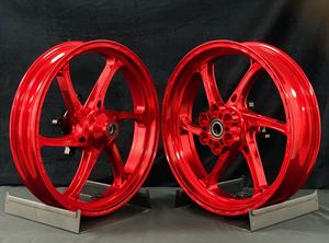 Özel Dövme Monoblok Retro Cruiser Motosiklet Tekerlekleri, 18x5.5 İnç, Kırmızı Altın Siyah Toz Boya Kaplamalı Jantlar, Bagger Modifikasyonu için - Product Image 5