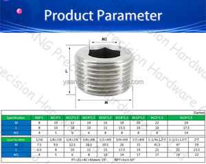 Tapones de Rosca Métricos PT NPT, Tapones Hexagonales de Acero Inoxidable <span class=keywords><strong>DIN</strong></span> <span class=keywords><strong>906</strong></span>, Tornillos de Bloqueo con Cabeza Hexagonal, Tapones de Rosca Cónica para Tuberías - Product Image 6