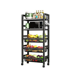 Kitchen <b>Storage</b> Rack 3 Tier Metal Rolling <b>Cart</b> With Wheels For Fruit Vegetable And Microwave Oven <b>Storage</b> - Product Image 4