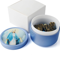 Chapelet catholique de perles en pierre précieuse, 6mm, rose, vierge marie, jaspe bleu, chapelet avec Crucifix plaqué Anti-Bronze
