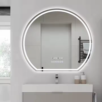 Miroir moderne led de forme demi-ronde miroir décoratif sans cadre pour la maison miroir mural intelligent pour villa hôtel projet