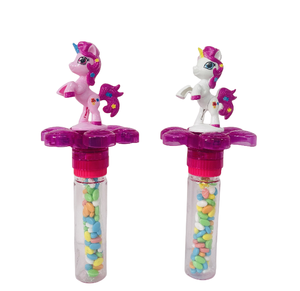 Palo de burbujas de caballo ligero giratorio, juego de plástico novedoso para niños y niñas, juguetes de caramelo para niños, Dulces De Juguete - Product Image 1