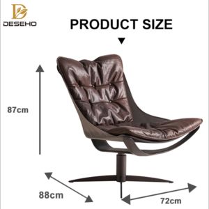 كرسي كرسي عصري فاخر بسيط ومخصص اللون للاسترخاء جلد طبيعي كرسي دوار بلكنة مريح - Product Image 2