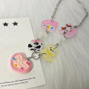 Collier Pendentif Cœur en Acrylique Dessin Animé, Chaîne Croisée en Résine, Chaîne de Clavicule Tendance Personnalisée, Mode Été 2026 - Product Image 2