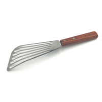 Manche en bois, spatule à poisson en acier inoxydable, rotateur fendu pour la rotation et le perçage