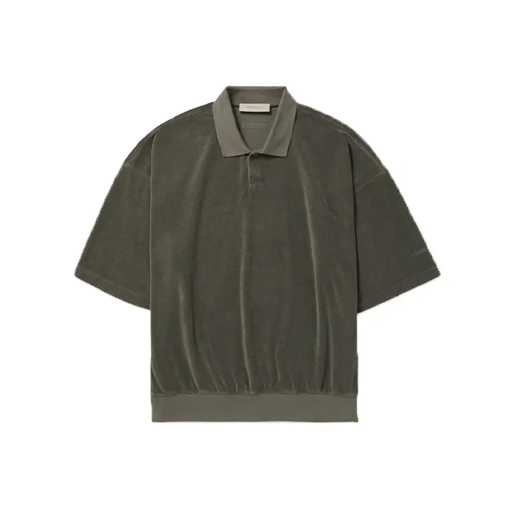 Exclusivo Designer Terry Cloth Homens Camisas Polo Desbotado-preto 70% Rayon Knit Collar Performance Vintage Terry Polo Camisas para Homens