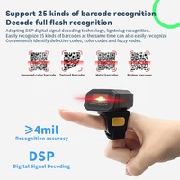 Lecteur de codes-barres 2D sans fil haute vitesse avec mini-scanner QR et anneau de doigt, batterie 380 mAh, station de charge incluse JR Z38W
