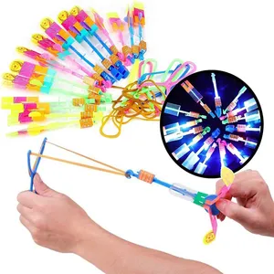 Led Light Rocket Helicopter Rotating Flying Toys Party Fun Kids Outdoor Flashing Toy Fly Color Random