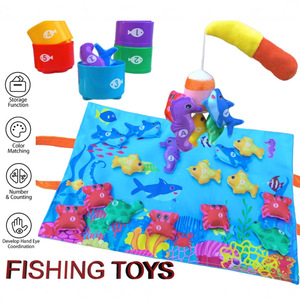 Jeu de pêche en tissu Montessori, jouet éducatif précoce, jouet de puzzle de comptage pour bébé, gobelets imbriqués avec sac de rangement - Product Image 3