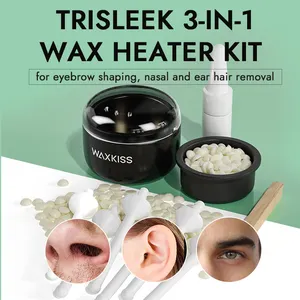 Kit de calentador de cera 3 en 1 para depilación de oreja y nariz, Mini calentador de cera depilatorio para moldear cejas, novedad