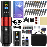 Set de Máquina de Tatuaje Inalámbrica de Doble Batería y Carrera Ajustable Herramienta de Secante y Sombreado para Principiantes con Pantalla Material Plástico