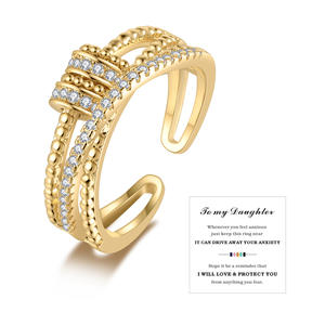 แหวนที่ทันสมัยและอินเทรนด์สำหรับผู้หญิง โดดเด่นด้วยดีไซน์เปิดนิ้วประดับเพชรซิรคอนสองชั้นที่เป็นเอกลักษณ์ เพื่อเสริมโชคลาภ - Product Image 3