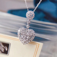 Bijoux en cuivre zircon cubique micro pavé colliers imité plaqué rhodium mariage coeur CZ pendentif collier pour femmes