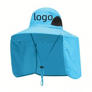 Chapeau Visière Anti-UV à Large Bord avec Cache-Cou Amovible et Ouverture pour Queue de Cheval – Idéal Jardinage, Pêche, Randonnée – Cadeau Promotionnel - Product Image 1