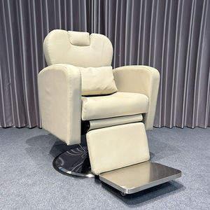 Poltrona da Barbiere Elettrica Moderna Beige con Pompa Idraulica Regolabile in Altezza per Salone di Bellezza - Product Image 5