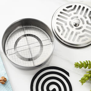 Boîte à spirales anti-moustiques en acier inoxydable avec couvercle, cendrier ignifuge de 12 cm pour usage extérieur - Product Image 1