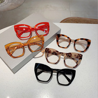 Monture Optique Tendance pour Femmes à Tous Types de Visages, Lunettes Anti-Lumière Bleue Myopie, Montures de Lunettes de Créateur Oversize Œil de Chat, Vente en Gros