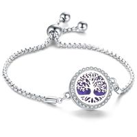 Arbre de vie en acier inoxydable évider le bracelet diffuseur de parfum peut ouvrir le bracelet d'huile essentielle bracelet en alliage de taille réglable