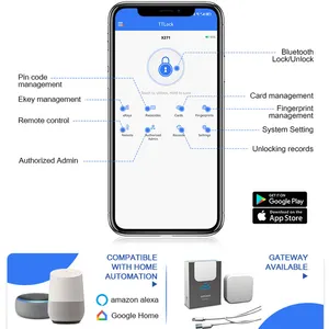 Wifi Bluetooth puerta al aire libre impermeable Ttlock huellas dactilares puertas cerraduras para puerta delantera Mian cerradura de casa